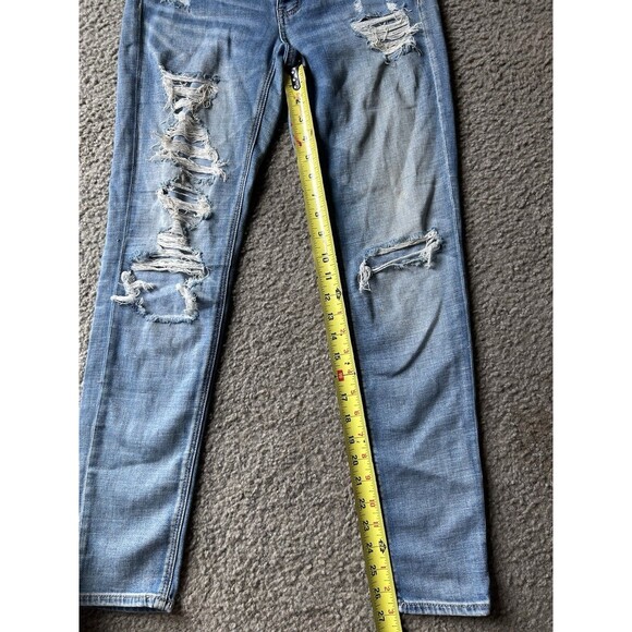 American Eagle Blue Distressed Next Level Stretch Tomgirl Jeans Women’s 0 - Picture 3 of 6